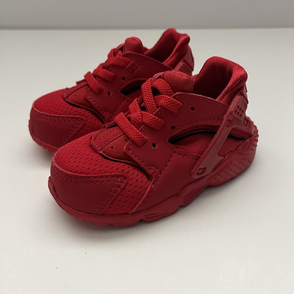 NIKE Toddler Huarache Run TD Sneakers Triple University Red 704950-600 Shoes 5c